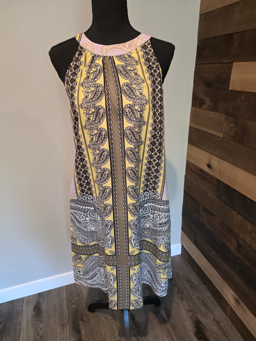 Yellow Paisley Halter Shift Dress
